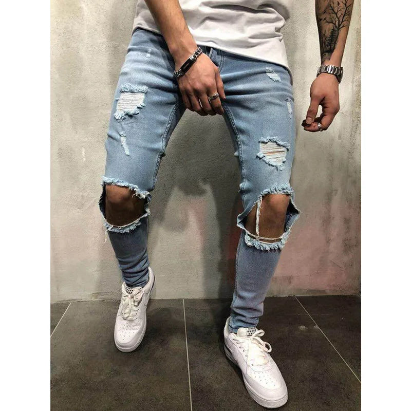 Nouveau jean déchiré pour hommes mode décontracté slim denim crayon pantalon vêtements pour hommes pantalon S-4XL livraison directe