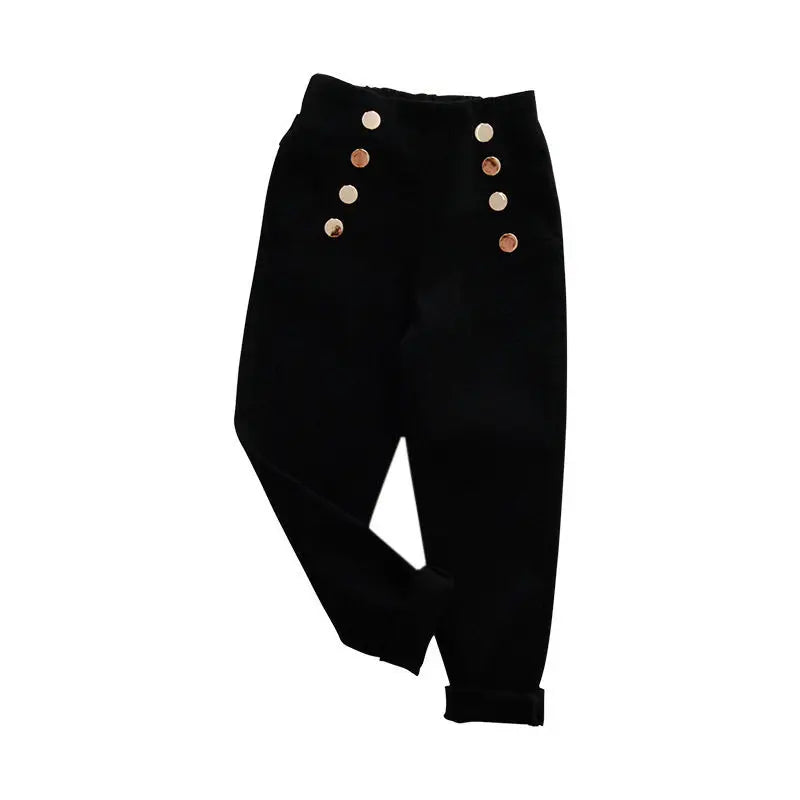 Pantalon moulant avec boutons pour filles, 100-150 Cm, mode printemps-automne, pour bébés et enfants