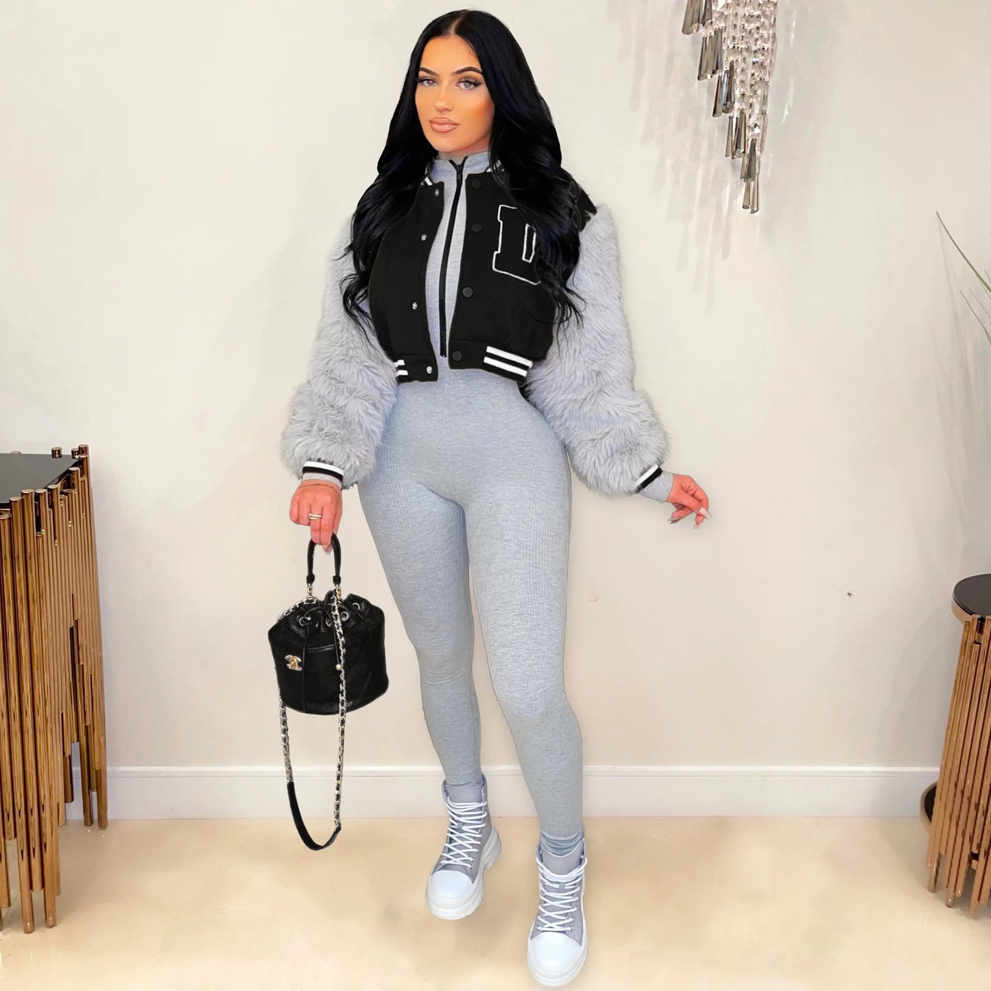 Veste de Baseball à manches longues pour femmes,  Patchwork de lettres, pour le sport, Streetwear, manteaux d'hiver et de printemps