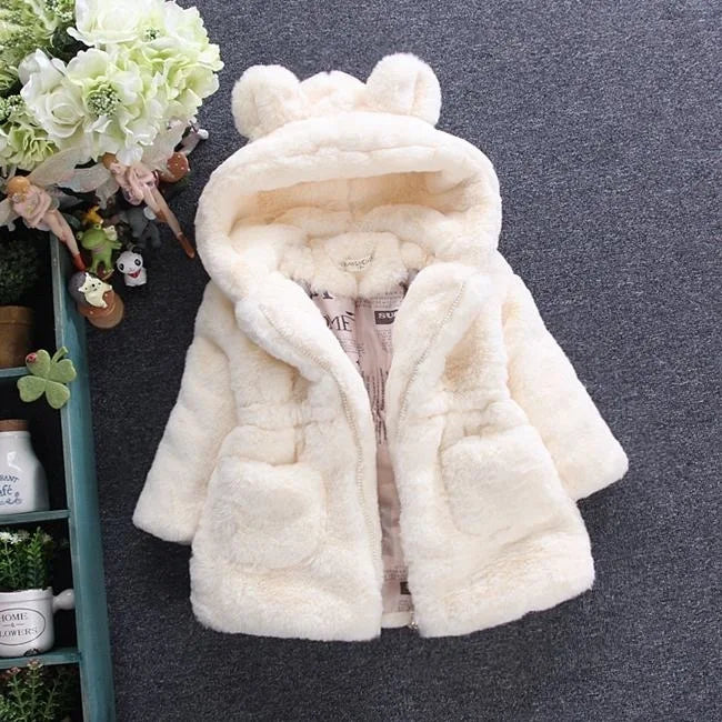 Veste d'automne et d'hiver pour petites filles de 1 à 7 ans, manteau chaud en fausse fourrure pour filles, vêtements d'extérieur princesse de noël, vêtements en peluche à la mode pour enfants