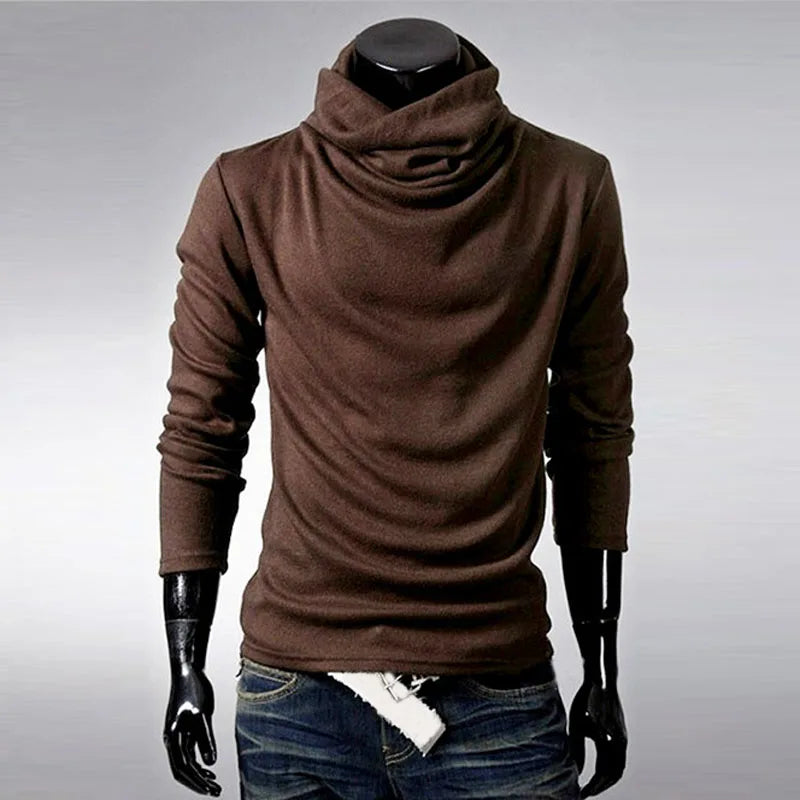 Pulls tricotés à col roulé pour hommes, couleur unie, à la mode, pull décontracté, tricot, nouvelle collection hiver 2023,