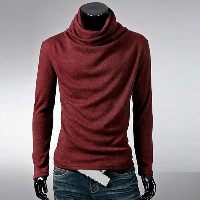 Pulls tricotés à col roulé pour hommes, couleur unie, à la mode, pull décontracté, tricot, nouvelle collection hiver 2023,