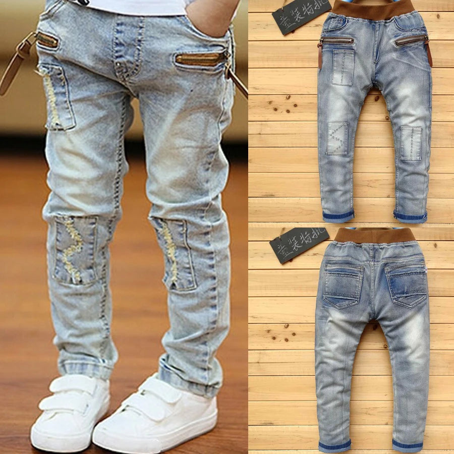 IENENS 4-11Y garçons Slim jean droit été classique couleur claire bas enfants Denim pantalons longs enfants bébé garçon pantalon décontracté