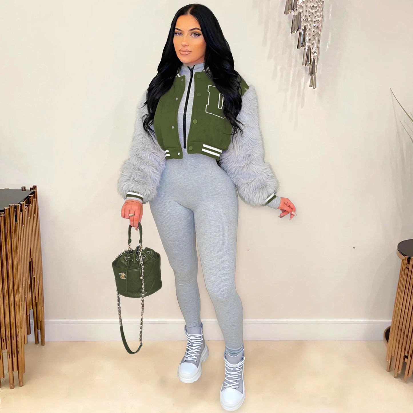 Veste de Baseball à manches longues pour femmes,  Patchwork de lettres, pour le sport, Streetwear, manteaux d'hiver et de printemps