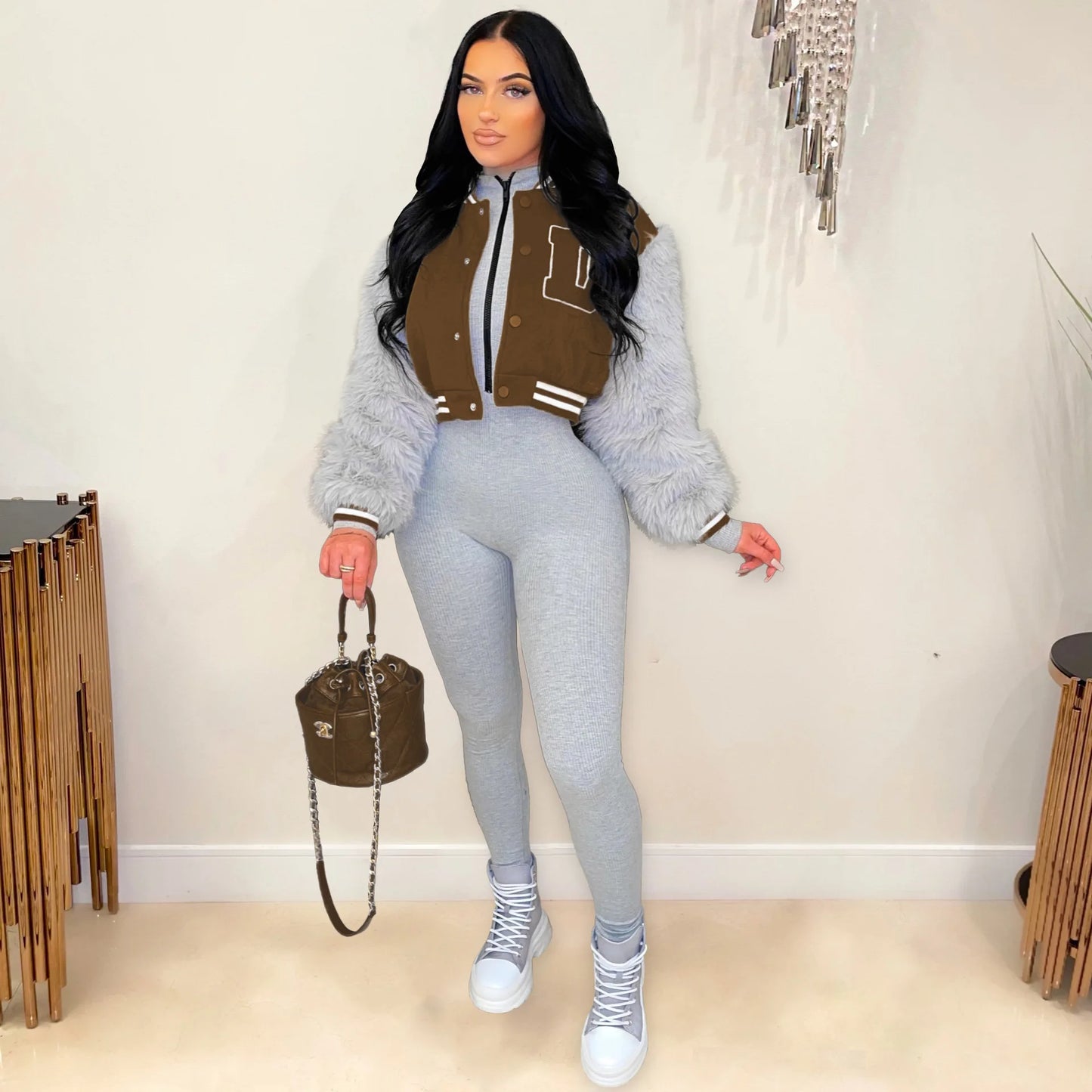 Veste de Baseball à manches longues pour femmes,  Patchwork de lettres, pour le sport, Streetwear, manteaux d'hiver et de printemps