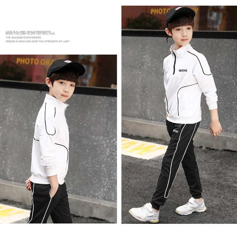 Ensemble de vêtements pour garçons et adolescents, 2 pièces, sweat-shirt et pantalon avec lettres, à la mode, survêtement pour enfants de 4-12 ans, printemps-automne