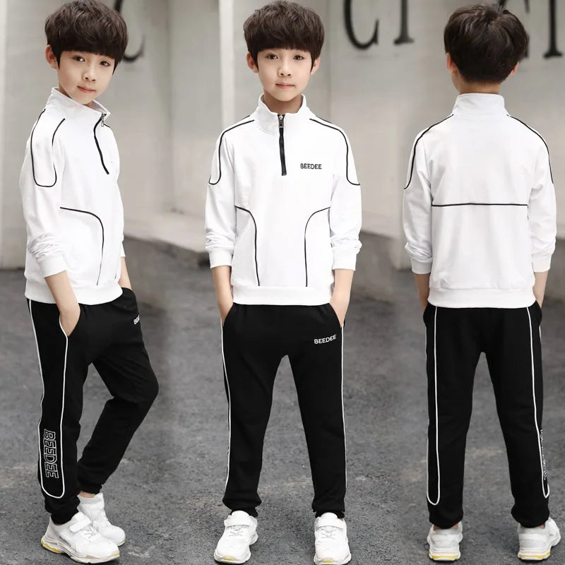Ensemble de vêtements pour garçons et adolescents, 2 pièces, sweat-shirt et pantalon avec lettres, à la mode, survêtement pour enfants de 4-12 ans, printemps-automne