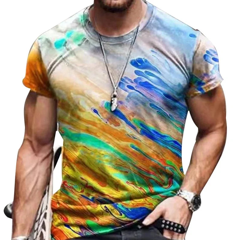 T-shirt col rond pour hommes, Streetwear, Cool, surdimensionné, imprimé drapeau américain, été, 2023