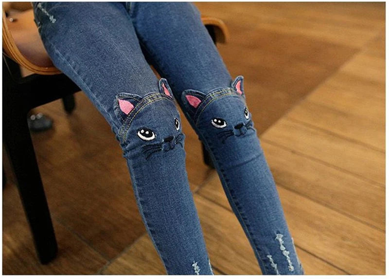 filles décontracté Denim pantalons longs enfant bébé fille jean vêtements mode enfants pantalon slim imprime vêtements