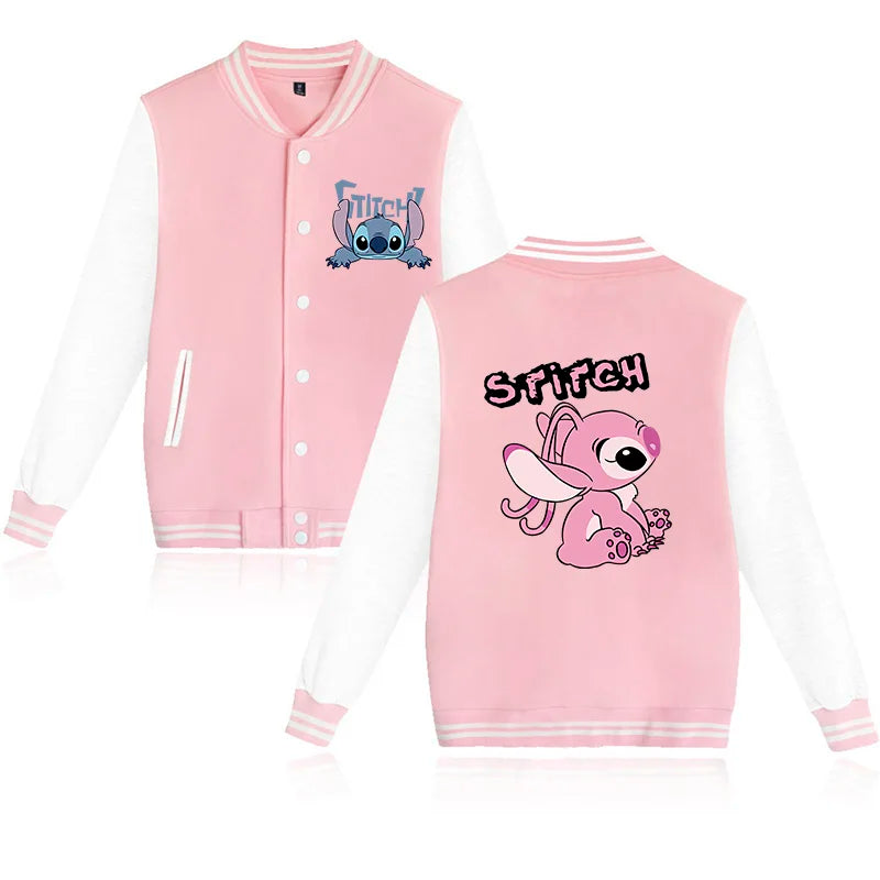 90s Disney Sweat à capuche Lilo Stitch Veste de baseball Hommes Femmes Sweat Enfants Garçons Filles Harajuku Vestes Streetwear College Coats