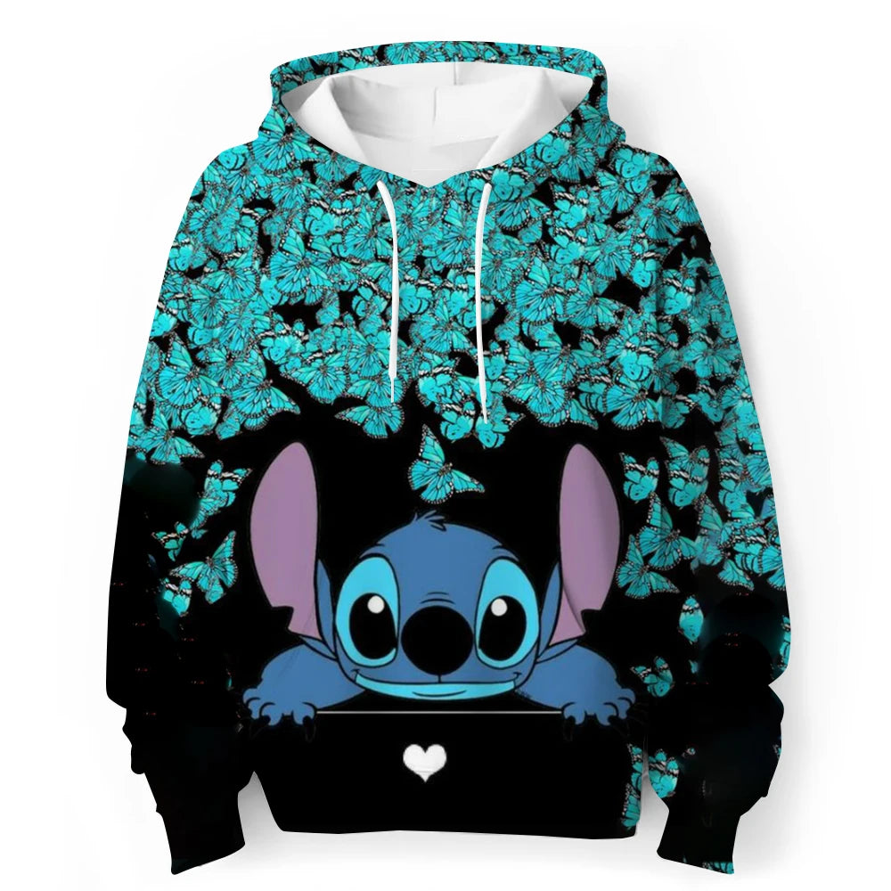 Kawaii Lilo Stitch 4-14 ans enfants Anime sweat garçons filles belle point sweats à capuche garçons vêtements imprimer dessin animé graphique enfants