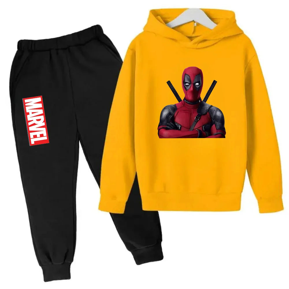 Marvel Deadpool sweat à capuche enfants pantalon costume 2 pièces ensemble garçon fille printemps automne sweat vêtements survêtements enfants à capuche Sportsuit