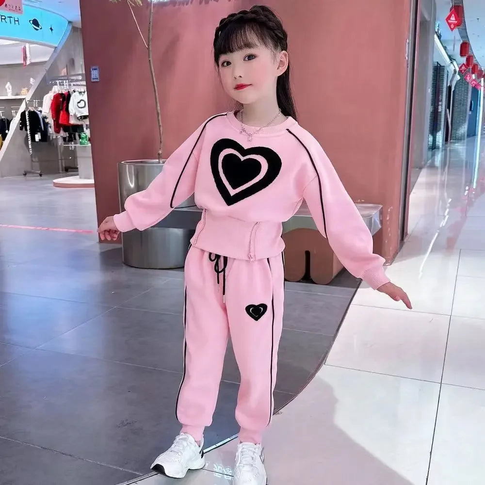 Ensemble de vêtements pour filles, sweat-shirt et pantalon décontractés pour enfants, 2 pièces, survêtement, tenue pour enfants, vêtements de sport imprimés, 1-9, nouvelle collection printemps-automne
