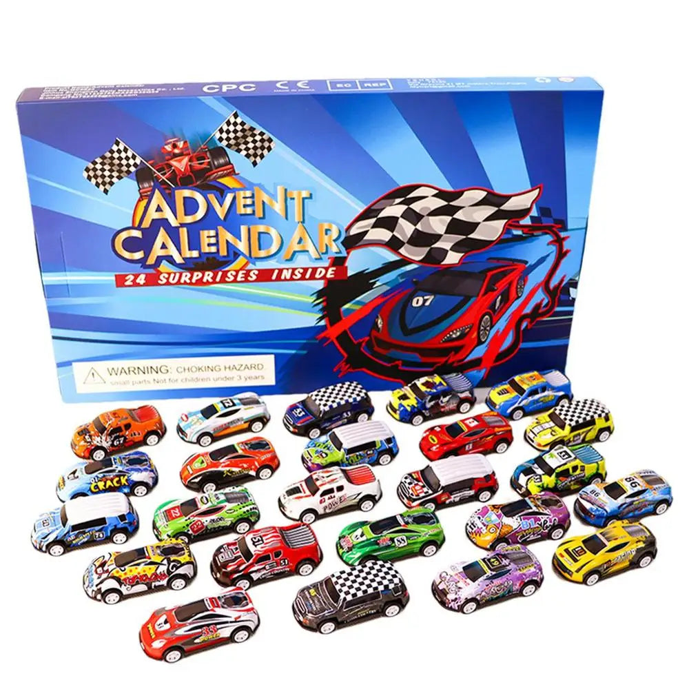 Boîte de calendrier de l'avent 24 jours, 24 pièces, Mini voiture , jouets, calendrier de compte à rebours de noël, cadeaux de noël pour garçons et filles