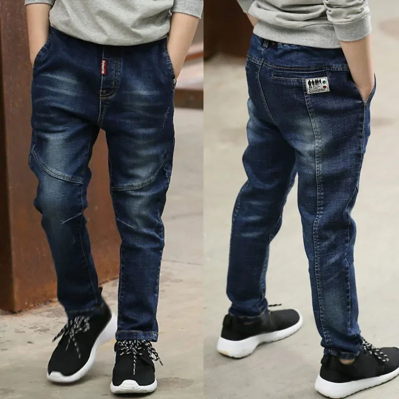 IENENS – pantalons en jean slim pour garçons, taille élastique, vêtements en Denim pour enfants de 4 à 13 ans, bas de sport