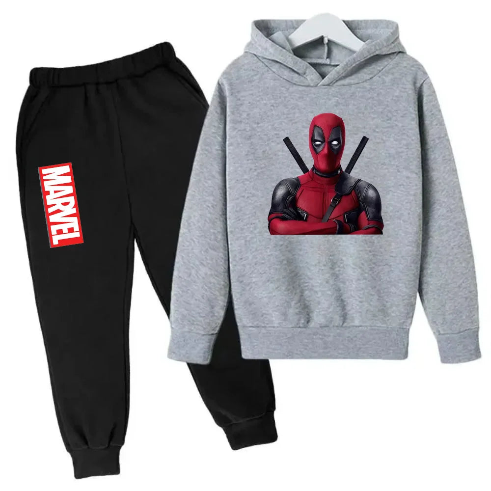 Marvel Deadpool sweat à capuche enfants pantalon costume 2 pièces ensemble garçon fille printemps automne sweat vêtements survêtements enfants à capuche Sportsuit