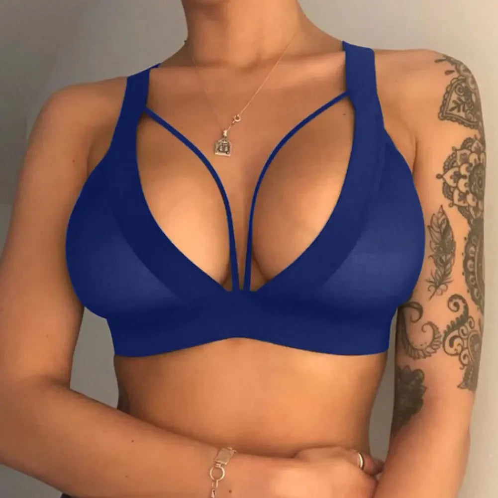 Soutien-gorge en maille transparente pour femmes, sous-vêtements ajourés, Lingerie solide et douce, Push Up