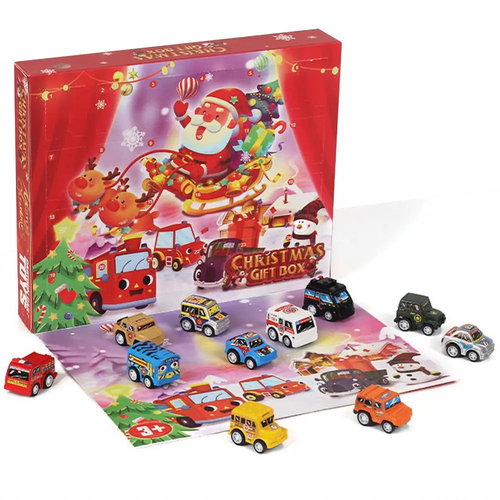 Boîte de calendrier de l'avent 24 jours, 24 pièces, Mini voiture , jouets, calendrier de compte à rebours de noël, cadeaux de noël pour garçons et filles