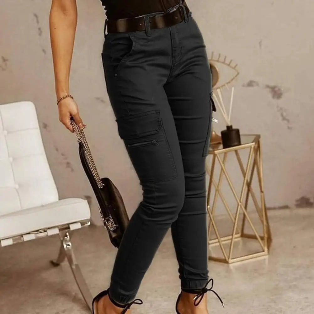 Pantalon femme tendance pantalon Cargo femme taille basse pantalon à fermeture éclair noué à la cheville pantalon Slim