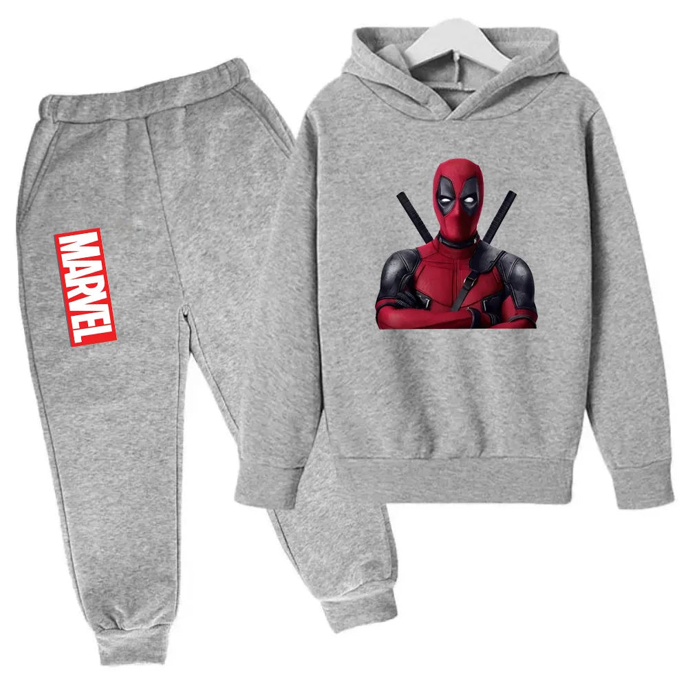 Marvel Deadpool sweat à capuche enfants pantalon costume 2 pièces ensemble garçon fille printemps automne sweat vêtements survêtements enfants à capuche Sportsuit