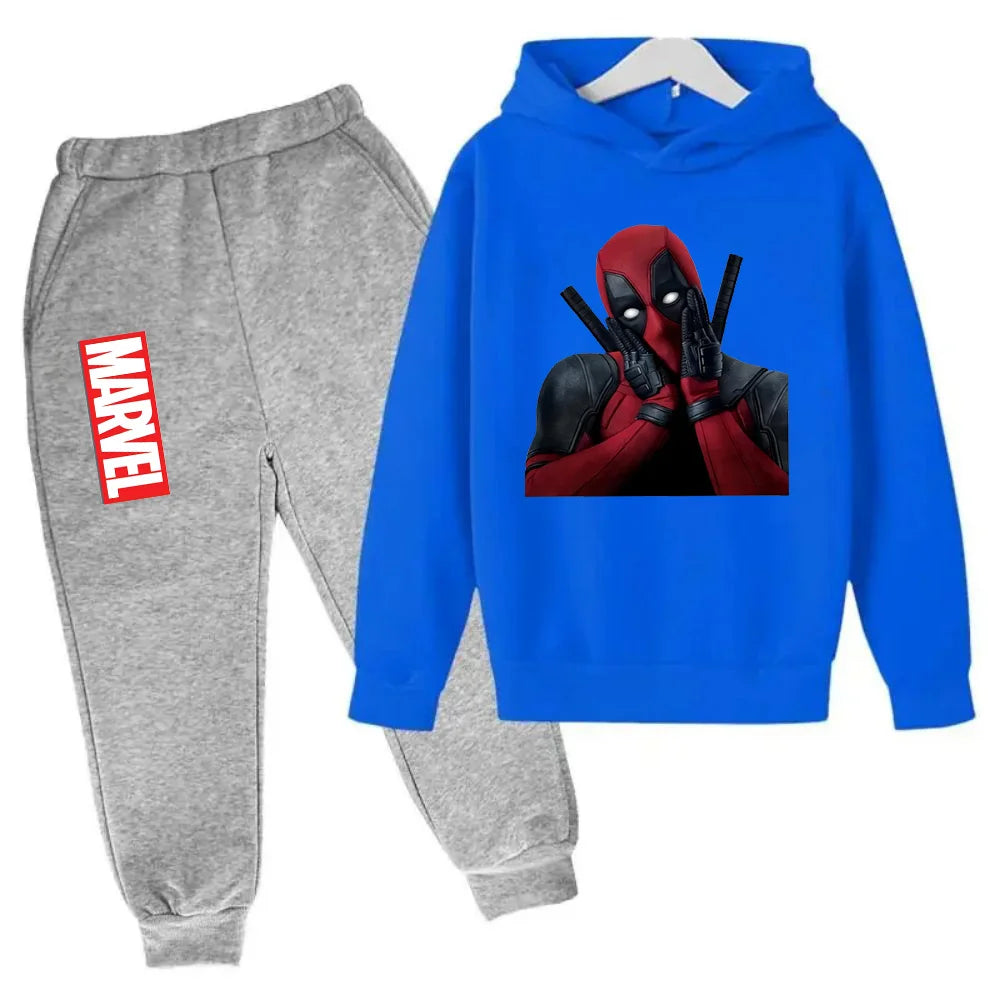 Marvel Deadpool sweat à capuche enfants pantalon costume 2 pièces ensemble garçon fille printemps automne sweat vêtements survêtements enfants à capuche Sportsuit