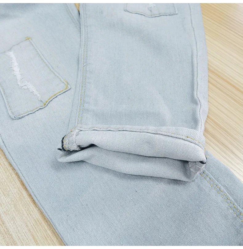 IENENS 4-11Y garçons Slim jean droit été classique couleur claire bas enfants Denim pantalons longs enfants bébé garçon pantalon décontracté