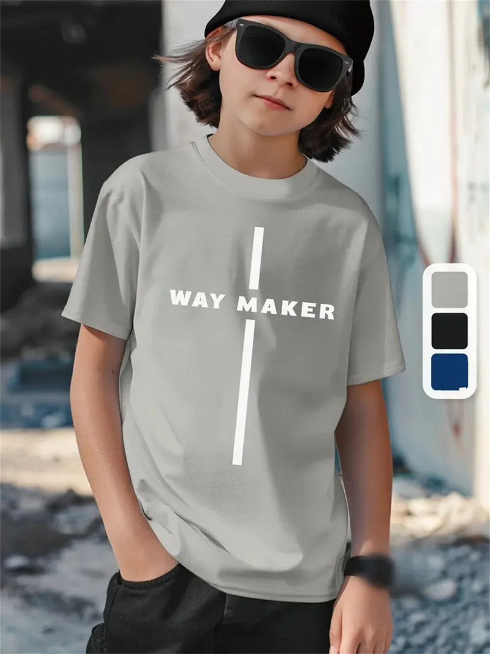 T-shirt manches courtes pour enfants, avec lettres simples imprimées en 3d, à la mode, pour garçons