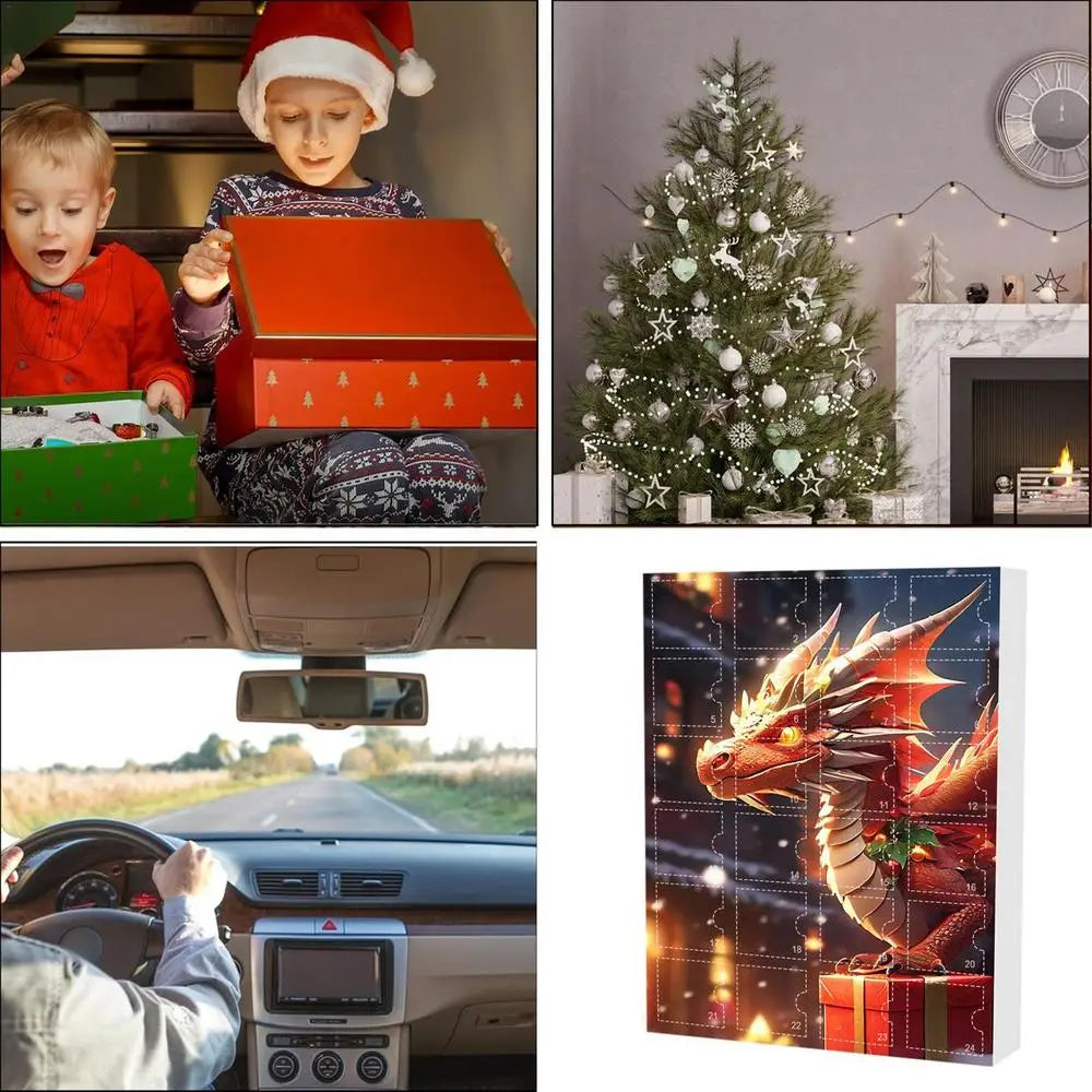 Calendrier de l'Avent Compte à rebours de Noël Mignon acrylique Dinosaure Pendentif Jouet Décoration d'arbre de Noël sac à dos voiture pendentifs plats Cadeaux