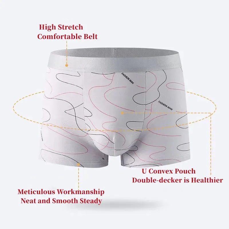 4/8 pièces homme boxeurs imprimé caleçons U convexe culotte mâle mode confortable Shorts hommes solide respirant doux sous-vêtements L-4XL