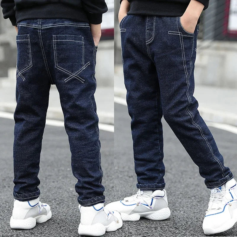 DIIMUU 4-11 ans garçons vêtements Slim droit jean jeunes pantalons enfants bébé enfants Denim vêtements pantalon taille élastique bas