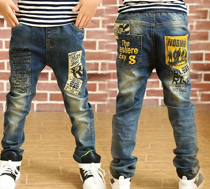 IENENS – pantalons en jean slim pour garçons, taille élastique, vêtements en Denim pour enfants de 4 à 13 ans, bas de sport