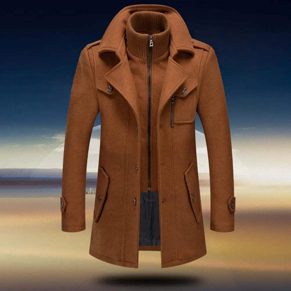 Manteau d'affaires en laine pour hommes, automne/hiver, veste Anti-froid à Double col à la mode, pardessus en laine