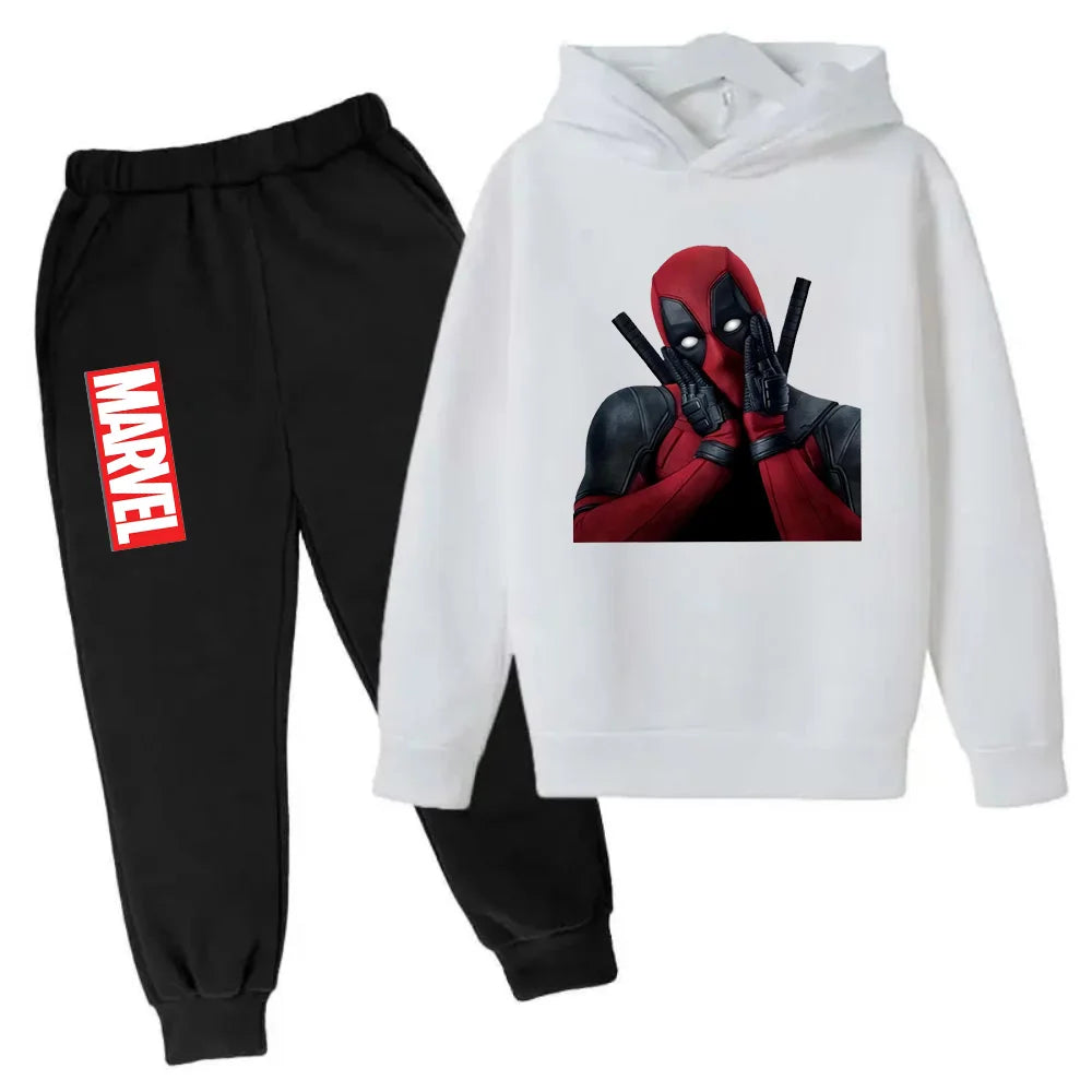 Marvel Deadpool sweat à capuche enfants pantalon costume 2 pièces ensemble garçon fille printemps automne sweat vêtements survêtements enfants à capuche Sportsuit