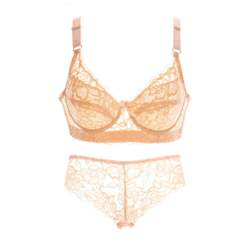 Ensemble de soutiens-gorge Sexy en dentelle, culotte fine, grande taille, soutien-gorge Push Up, haut pour fille, Lingerie intime