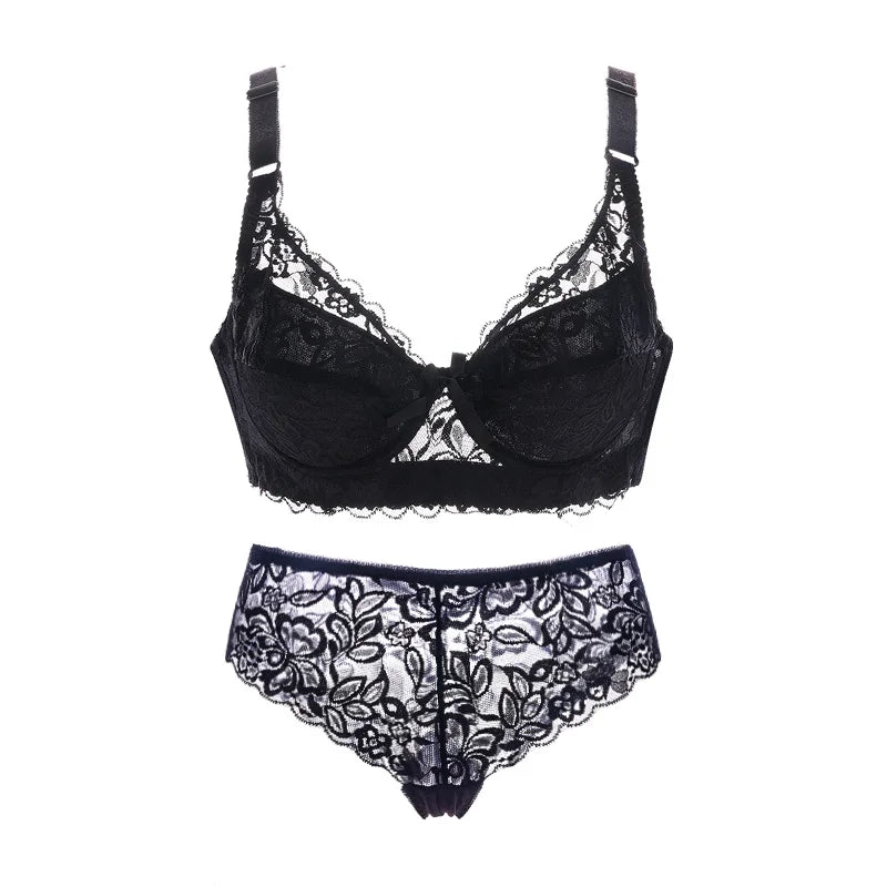 Ensemble de soutiens-gorge Sexy en dentelle, culotte fine, grande taille, soutien-gorge Push Up, haut pour fille, Lingerie intime