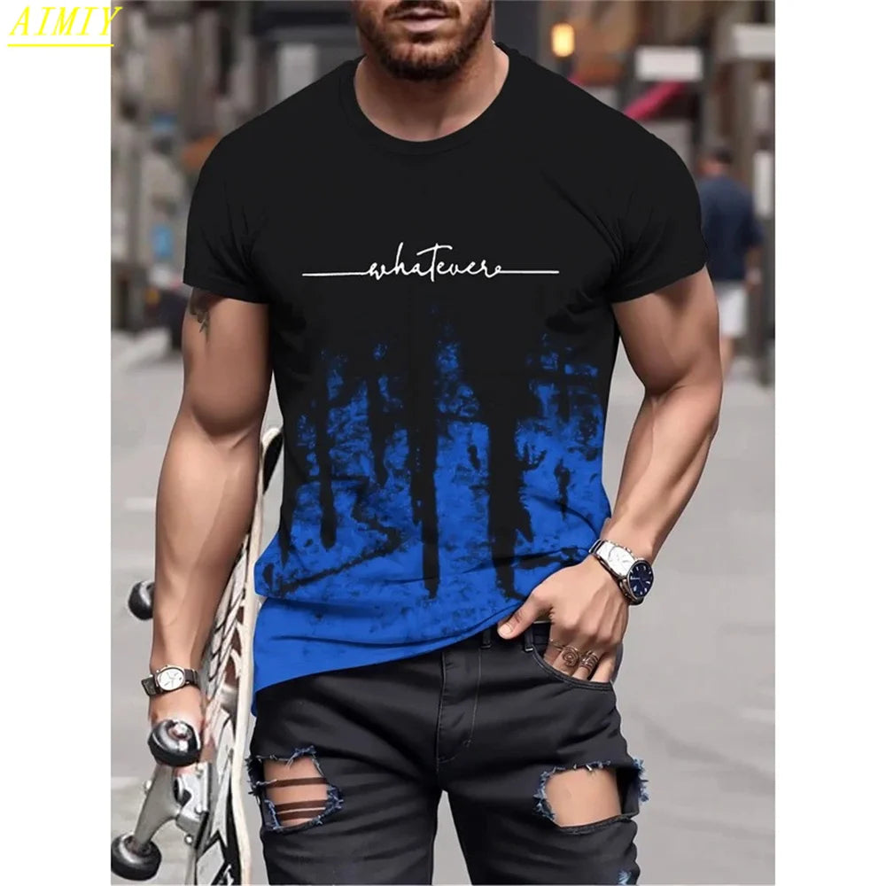 Mode D'été 3D Rayure Lettre Impression homme T-shirt Hip Hop Tendance Harajuku Streetwear Décontracté O-cou Surdimensionné T-shirts Hommes Hauts
