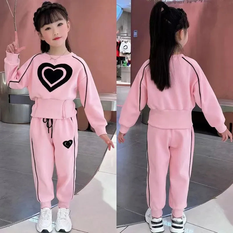 Ensemble de vêtements pour filles, sweat-shirt et pantalon décontractés pour enfants, 2 pièces, survêtement, tenue pour enfants, vêtements de sport imprimés, 1-9, nouvelle collection printemps-automne