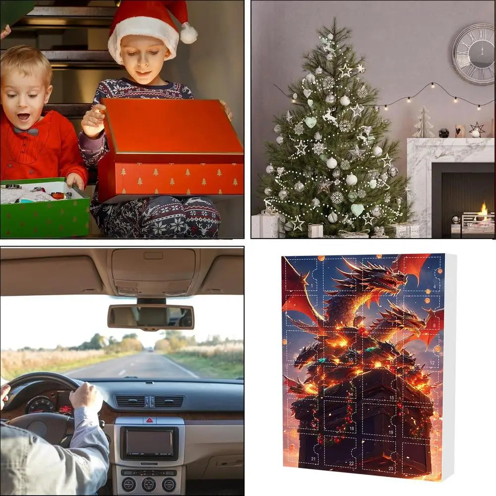 Calendrier de l'Avent Compte à rebours de Noël Mignon acrylique Dinosaure Pendentif Jouet Décoration d'arbre de Noël sac à dos voiture pendentifs plats Cadeaux