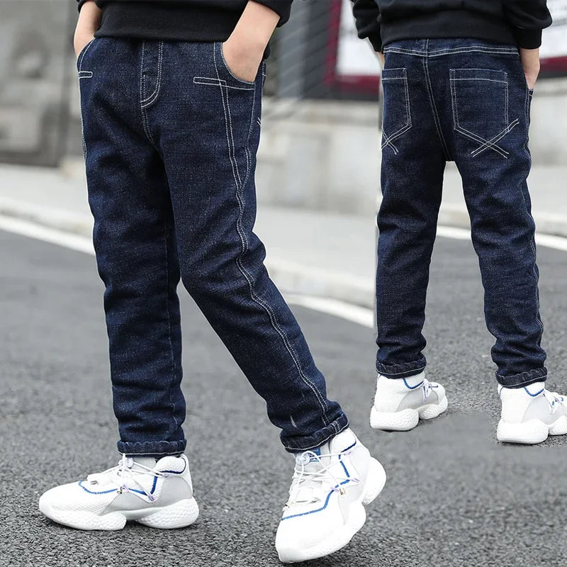 IENENS – pantalons en jean slim pour garçons, taille élastique, vêtements en Denim pour enfants de 4 à 13 ans, bas de sport