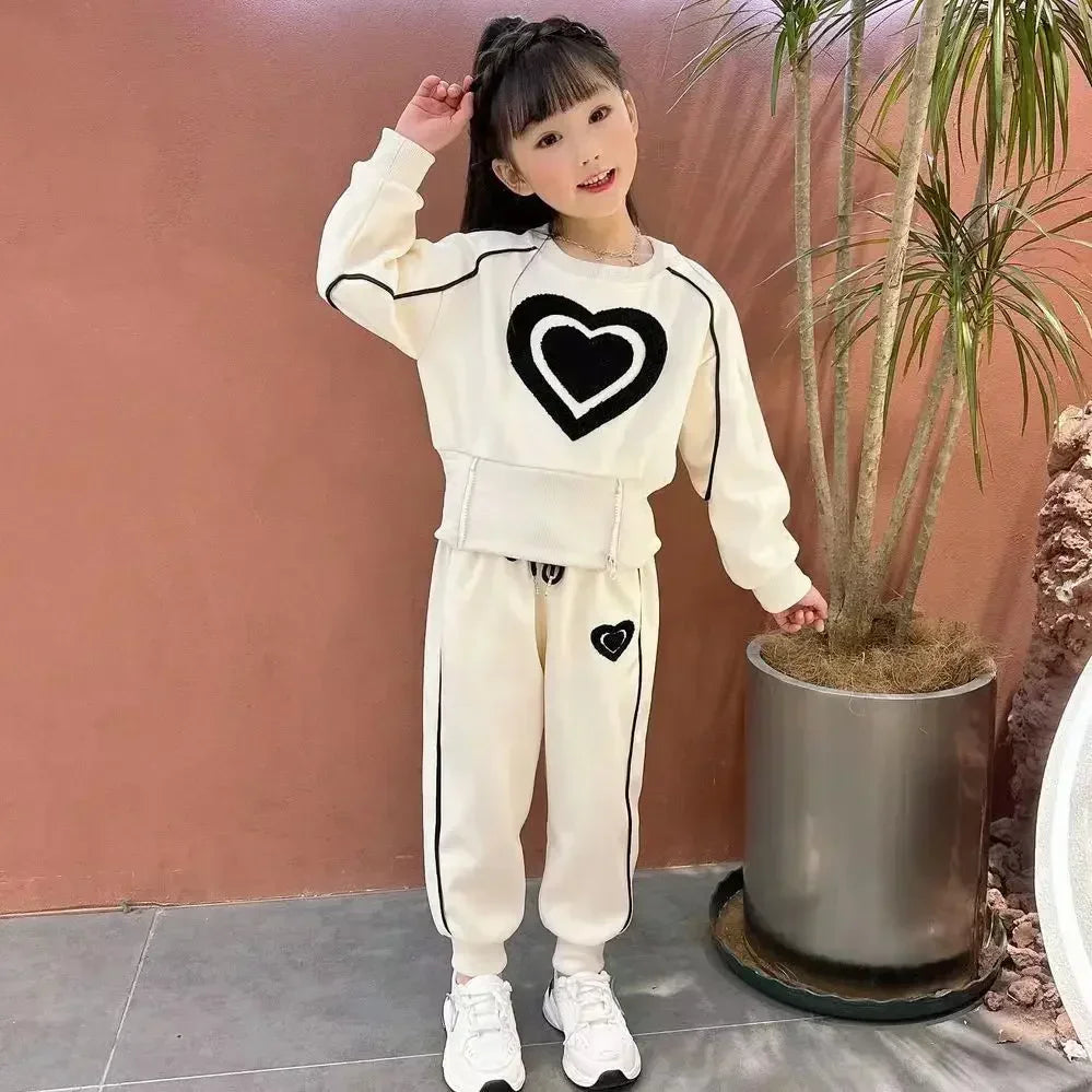 Ensemble de vêtements pour filles, sweat-shirt et pantalon décontractés pour enfants, 2 pièces, survêtement, tenue pour enfants, vêtements de sport imprimés, 1-9, nouvelle collection printemps-automne