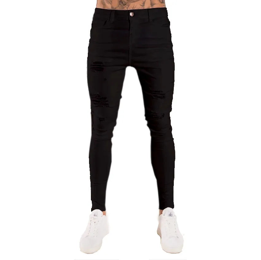 Nouveaux hommes Skinny déchiré jean mode, coupe mince Stretch décontracté Denim