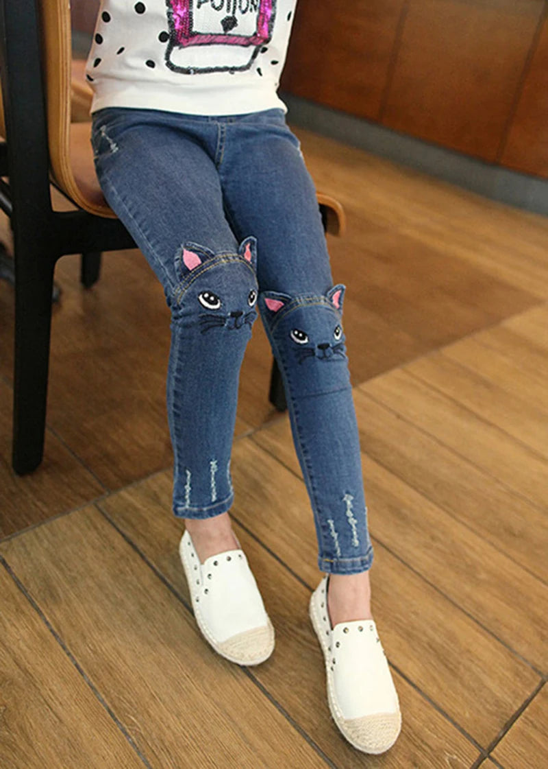 filles décontracté Denim pantalons longs enfant bébé fille jean vêtements mode enfants pantalon slim imprime vêtements