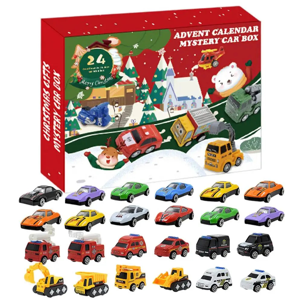 Boîte de calendrier de l'avent 24 jours, 24 pièces, Mini voiture , jouets, calendrier de compte à rebours de noël, cadeaux de noël pour garçons et filles
