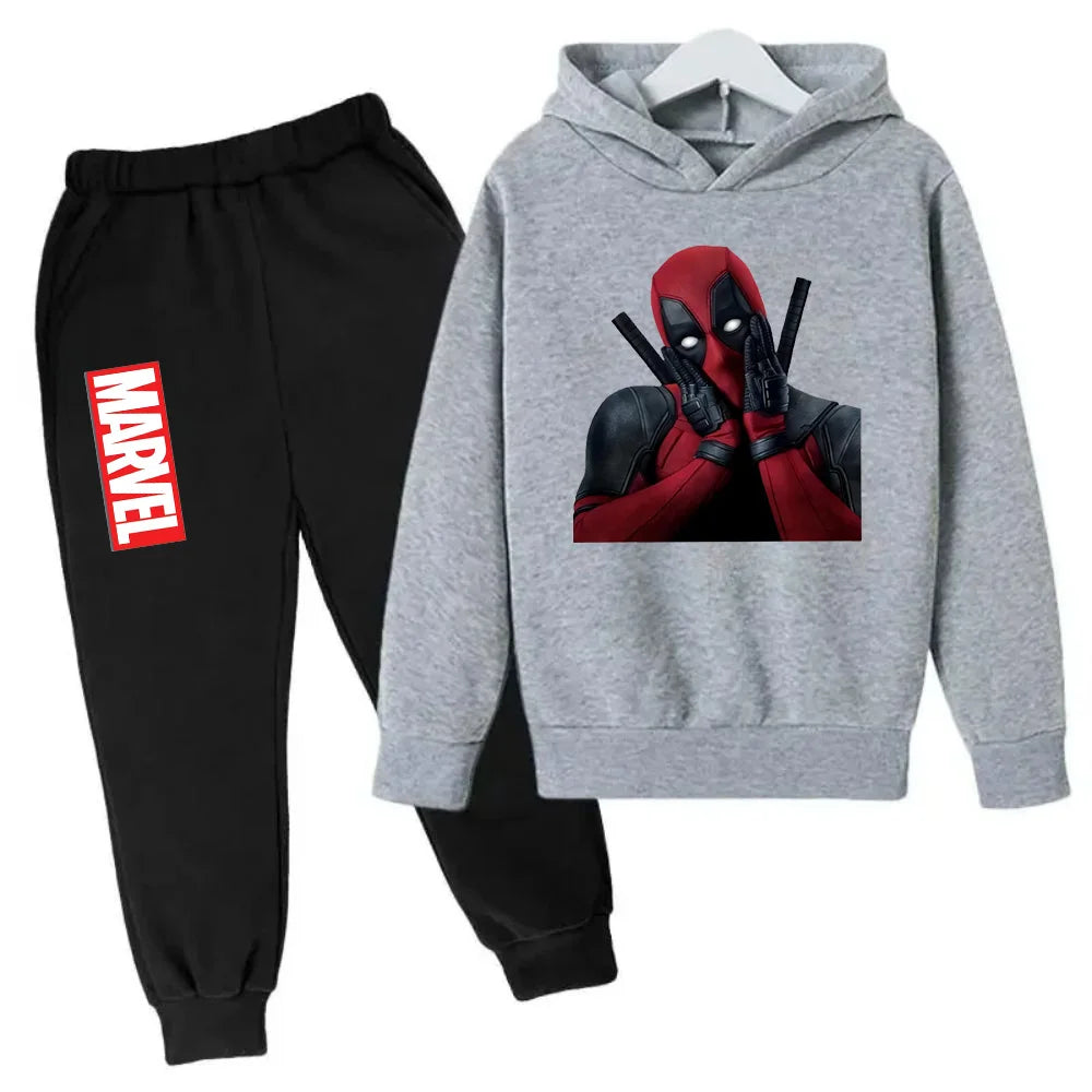 Marvel Deadpool sweat à capuche enfants pantalon costume 2 pièces ensemble garçon fille printemps automne sweat vêtements survêtements enfants à capuche Sportsuit