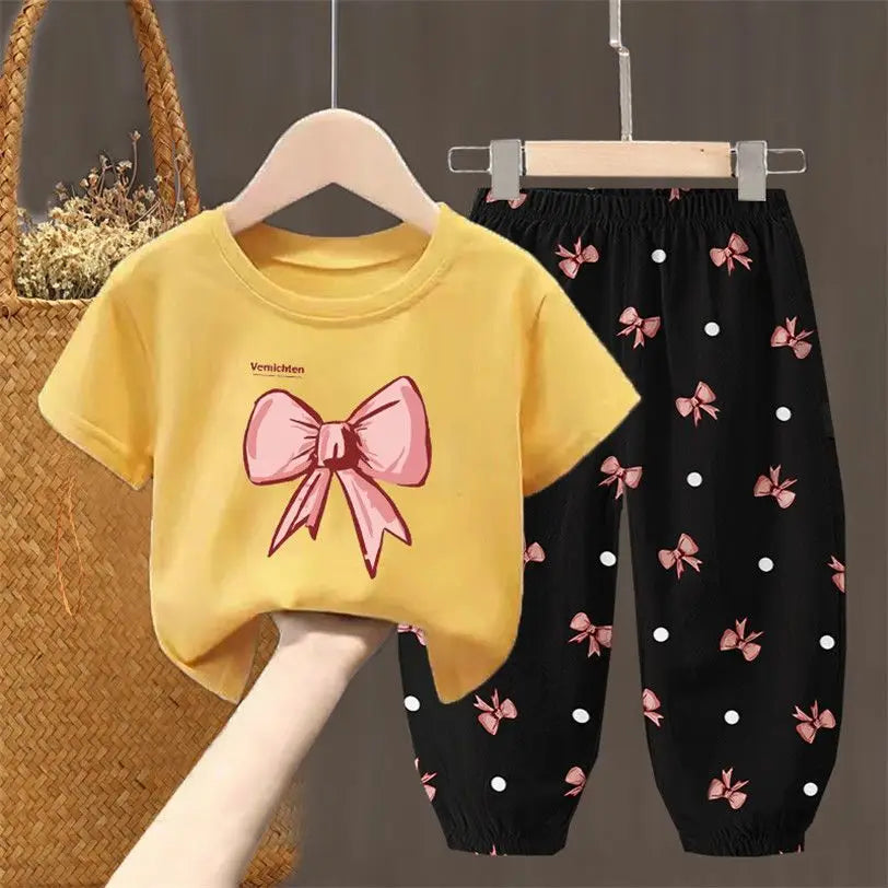 Ensembles d'été vêtements pour enfants filles enfants en bas âge vêtements mignon mode T-shirt haut pantalon 2 pièces bébé fille vêtements