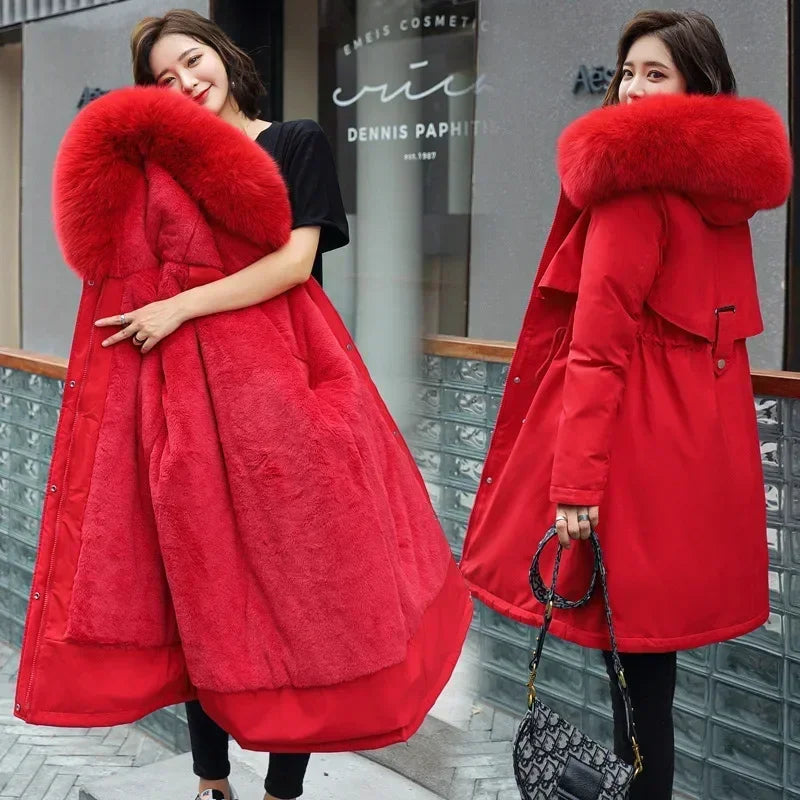 Épais chaud hiver Parkas manteau femmes veste d'hiver doublure de fourrure grande taille 6XL à capuche femme longue Parkas vêtements de neige vêtements rembourrés