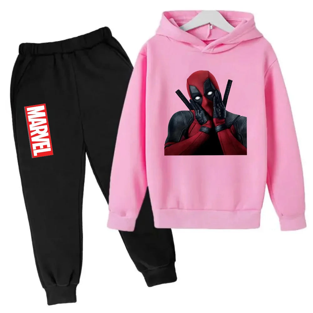 Marvel Deadpool sweat à capuche enfants pantalon costume 2 pièces ensemble garçon fille printemps automne sweat vêtements survêtements enfants à capuche Sportsuit