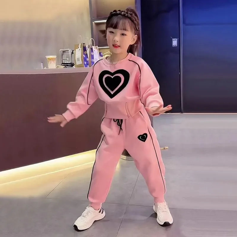 Ensemble de vêtements pour filles, sweat-shirt et pantalon décontractés pour enfants, 2 pièces, survêtement, tenue pour enfants, vêtements de sport imprimés, 1-9, nouvelle collection printemps-automne