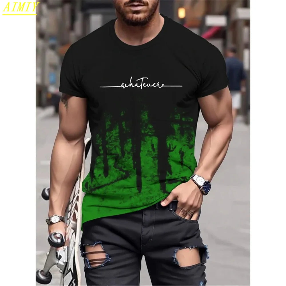 Mode D'été 3D Rayure Lettre Impression homme T-shirt Hip Hop Tendance Harajuku Streetwear Décontracté O-cou Surdimensionné T-shirts Hommes Hauts