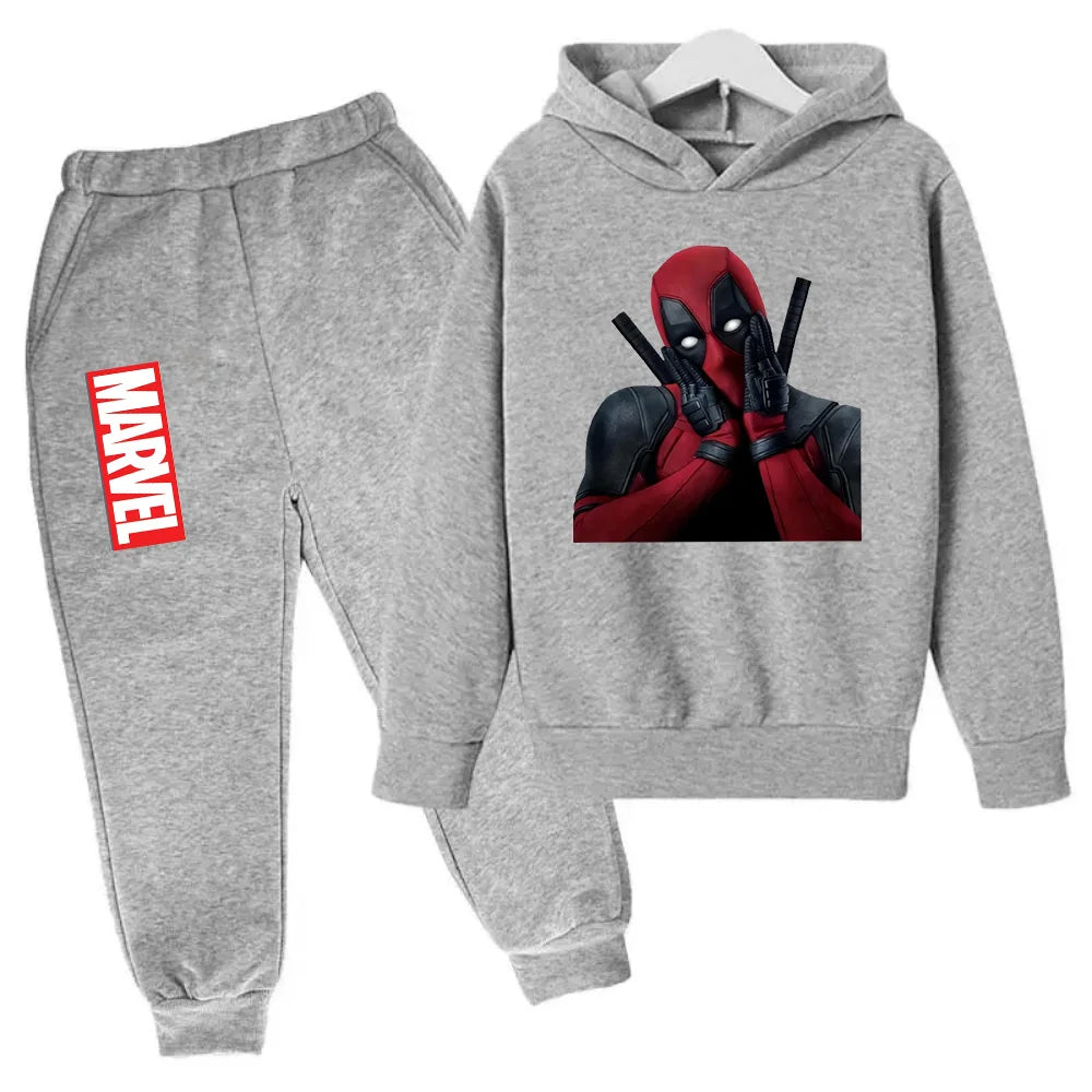 Marvel Deadpool sweat à capuche enfants pantalon costume 2 pièces ensemble garçon fille printemps automne sweat vêtements survêtements enfants à capuche Sportsuit